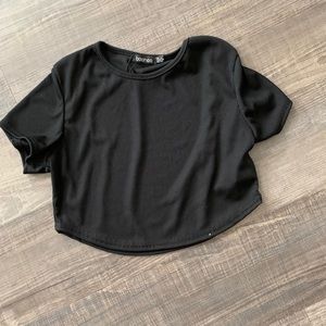 NWT black crop top boohoo
